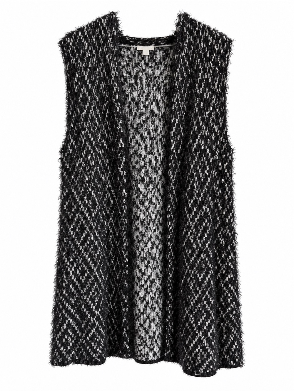 Cozy Black & White Open-Front Women's Sweater Vest 18/20W